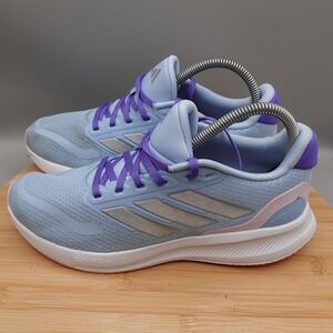 Adidas Shoes M 6 W 7.5 Run Falcon 5J Running Glow Blue Silver Metallic Pink Flaw